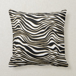 Coussin Zèbre rayures poster de animal noir or blanc