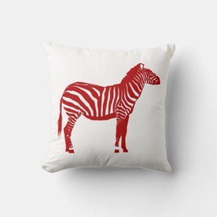 Coussin Zèbre - Rouge profond et blanc