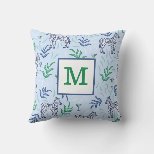 Coussin Zèbres Préparatoires Classiques et Martini Bleu Mo (Verso)