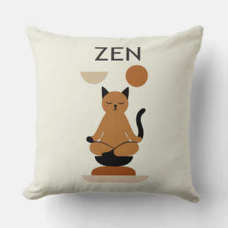 Coussin Zen Cat Meditation Throw Pillow – Cute Minimalist