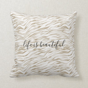 Coussin Zen Cream White Cocoa Brown Zebra Imprimer