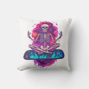 Coussin Zen jusqu'à l'os � Squelette de yoga spatial drôle