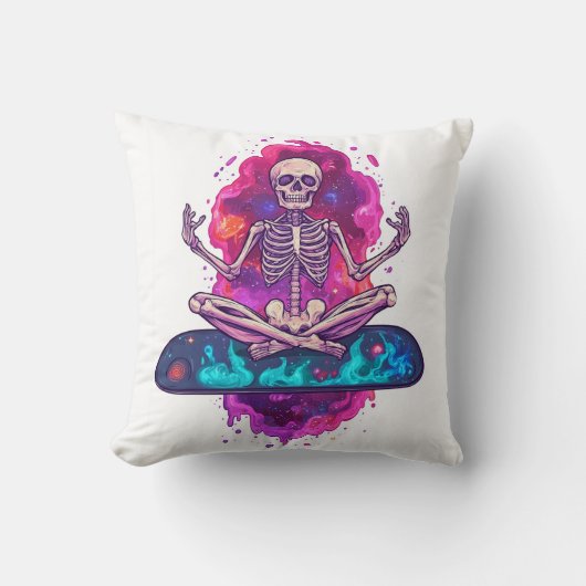 Coussin Zen jusqu'à l'os � Squelette de yoga spatial drôle (Recto)