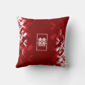 Coussin Zen Red Bamboo Feuille Moderne Chic Double Bonheur (Verso)