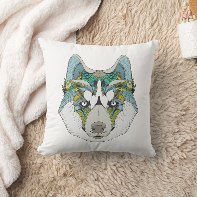 Coussin Zenart motif Husky Dog Blue Husky Face (Couverture)