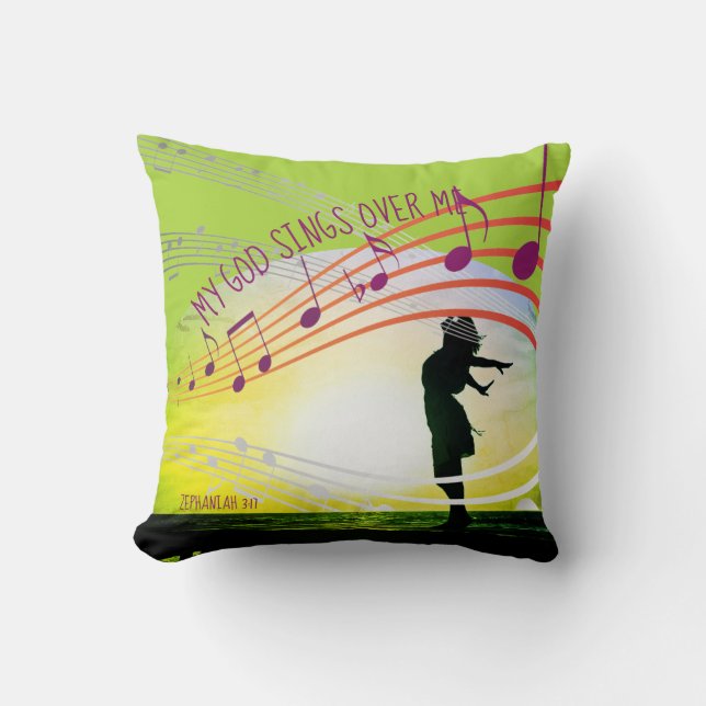 Coussin Zephanie 3:17 MON DIEU CHANTE SUR MOI Inspirationn (Recto)