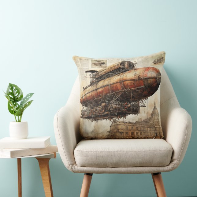 Coussin Zeppelin Steampunk vintage (3) (Chaise)