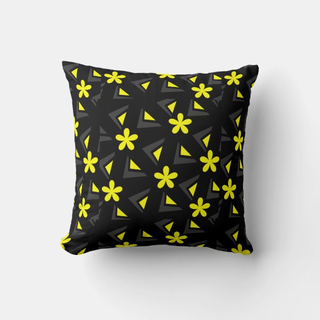 Coussin Zig zag motif avec fleurs (Recto)