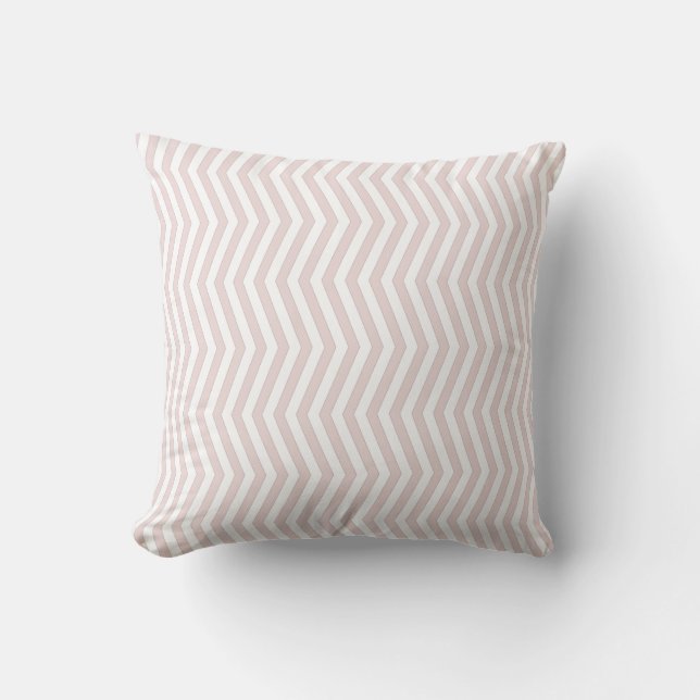 Coussin Zig Zag Motif géométrique rose et blanc (Recto)