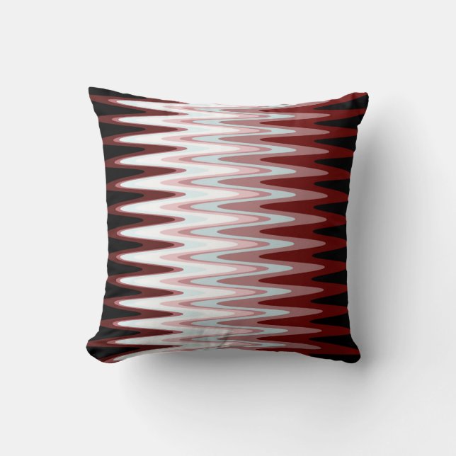 Coussin Zig Zag Motif gris-rouge noir Jeu d'oreiller (Recto)