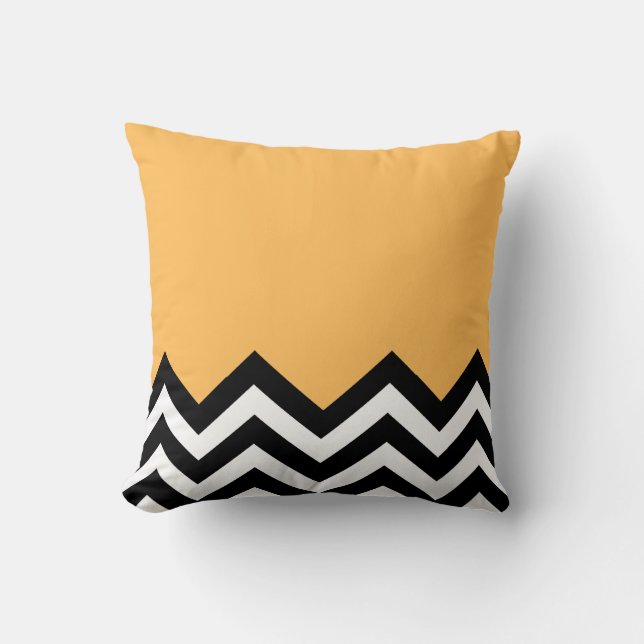 Coussin Zigza Couleur noire et jaune (Recto)