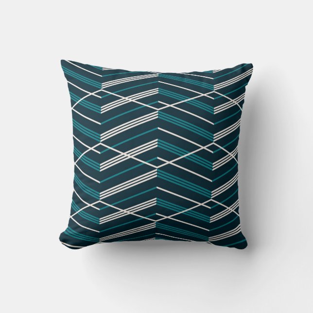 Coussin zigzag Abstrait : élégant vintage géométrique. (Recto)