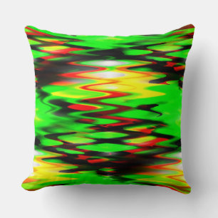Coussin Zigzag abstrait formé en rouge et vert