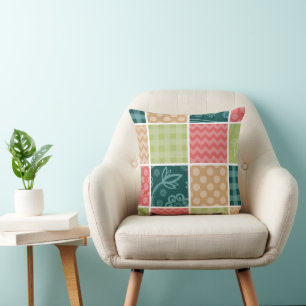 Coussin Zigzag, Chevron, En vichy, Pois, Patchwork