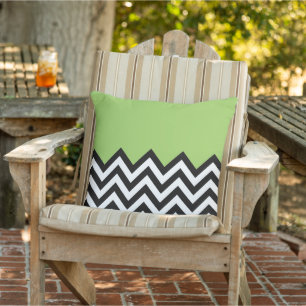 Coussin Zigzag Chevron Motif de la chaux blanche noire