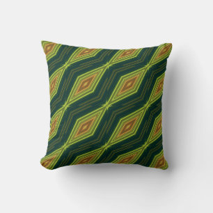 Coussin Zigzag géométrique moderne motif vert et beige