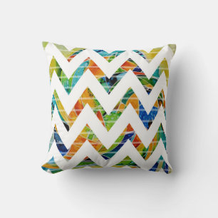 Coussin Zigzag géométrique réversible à floral