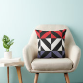 Coussin ZigZag géométrique rouge blanc et bleu (Chaise)