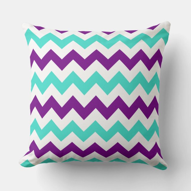 Coussin Zigzag turquoise et violette (Recto)