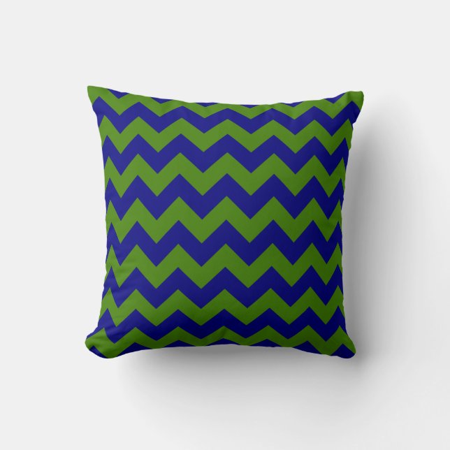 Coussin Zigzag vert et bleu marine (Recto)