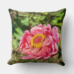 Coussin Zinnia rose avec Centre jaune