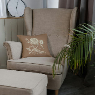 Coussin Zinnia Vintage teintée illustration Brown