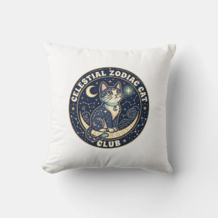Coussin Zodiaque céleste Chat Mignon T-Shirt Design - Cel