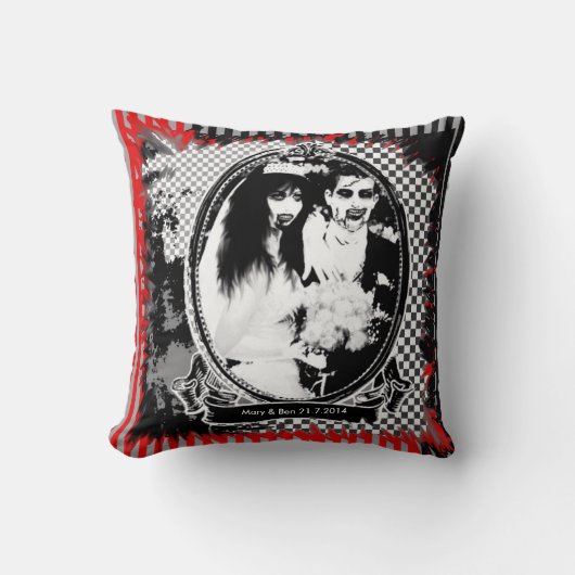 Coussin ZOMBIE mariage marié personnalisé (Recto)