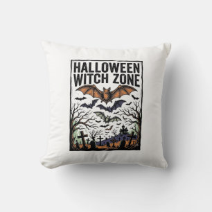 Coussin Zone de sorcière d'Halloween Dessin de chauves-sou