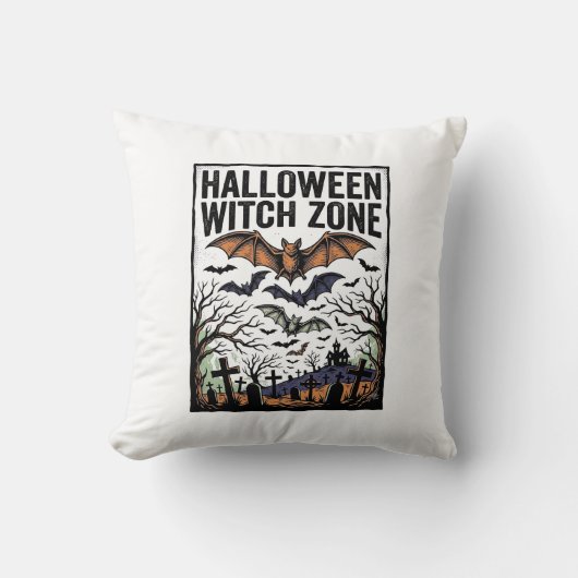 Coussin Zone de sorcière d'Halloween Dessin de chauves-sou (Recto)