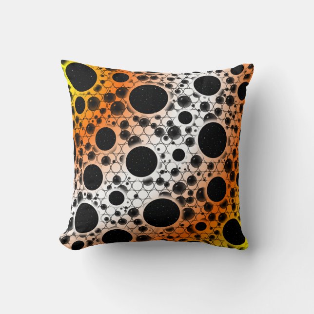 Coussin Zones de bulles spatiales - Jaune/Orange/Blanc (Recto)