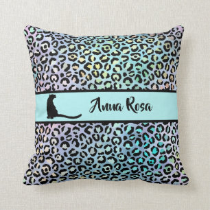 Coussin *~* Zones noires - Léopard Motif animal arc-en-ci