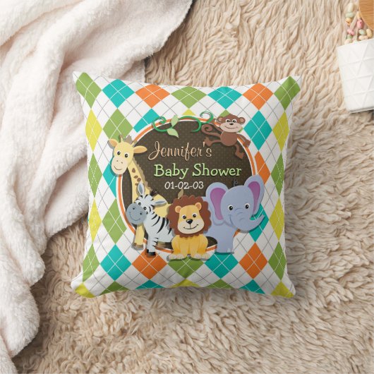 Coussin Zoo Animaux sur Jacquard coloré (Couverture)