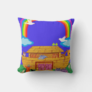 Coussin Zoo flottant de Noah avec arc-en-ciel : pépinière 