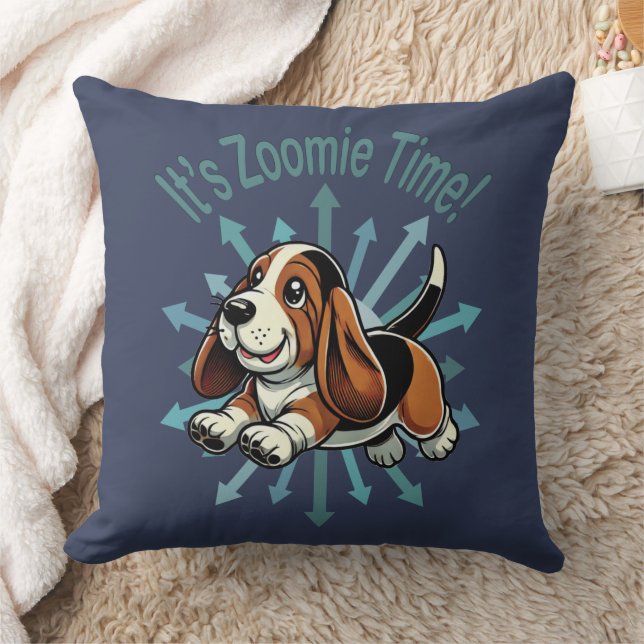 Coussin Zoomie Time Basset Hound (Couverture)