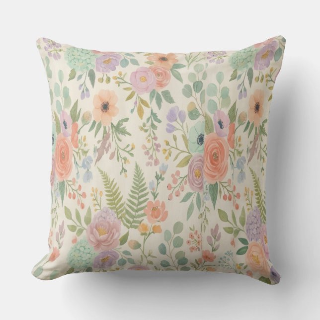 Coussins de jet pastel fleuri (Recto)