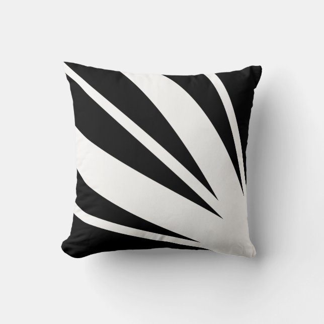 Coussins de jet rayés de ruban blanc sur fond noir (Recto)