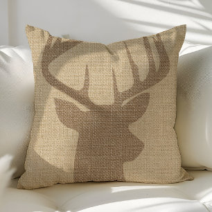 Coussins de jet rustiques en burlap avec cerf buck