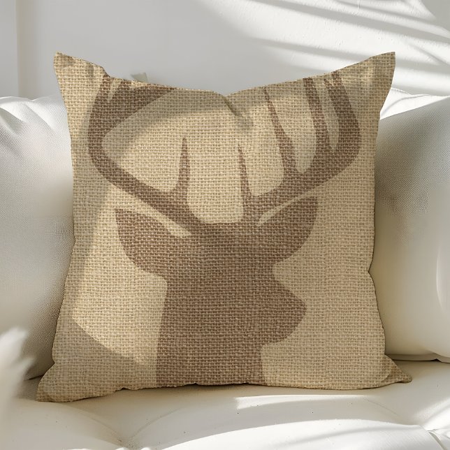 Coussins de jet rustiques en burlap avec cerf buck (Créateur téléchargé)