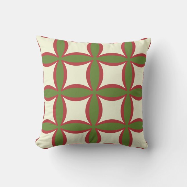 Coussins De Jets Motifs Rouge, Vert Et Tan 132 (Recto)