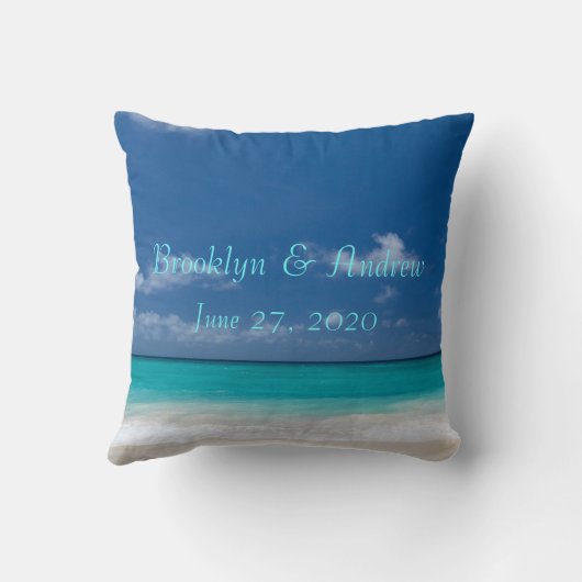 Coussins de mariage Blue Beach (Verso)