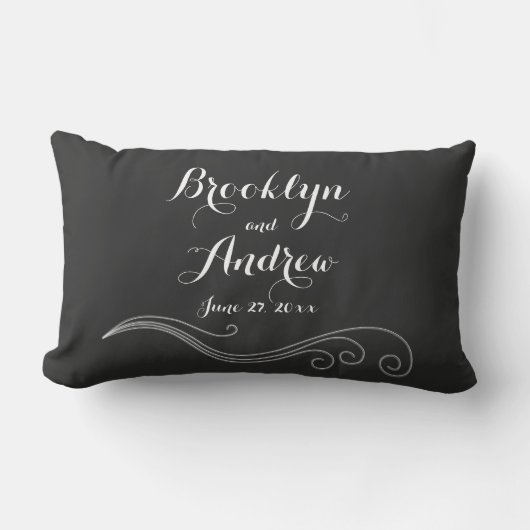 Coussins de Mariage noir blanc monogramme sur mesu (Recto)