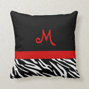 Coussins de monogramme à la mode noir et rouge z