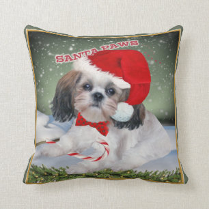 Coussins de Noël de pattes de Shih Tzu Père Noë