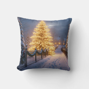 Coussins de Noël rustiques – Arbre du village, San