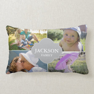 Coussins de photos, 4 photos de collage avec nom d