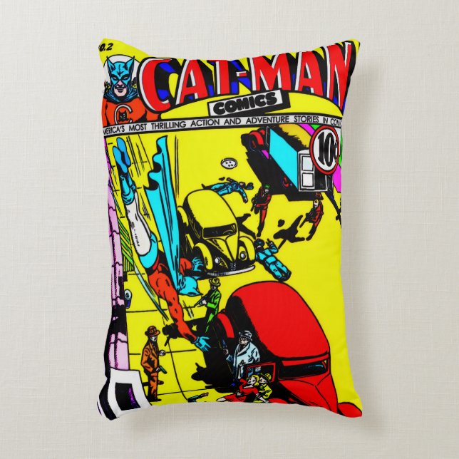 Coussins Décoratifs 1940's CAT-MAN Comics Pillow (Devant(Vertical))