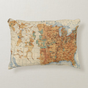 Coussins Décoratifs 25 densités d'augmentation de la population, USA,