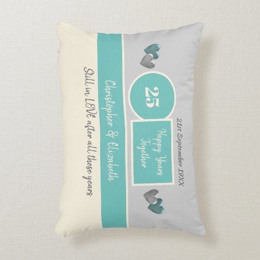 Coussins Décoratifs 25e anniversaire du Mariage argent et vert (Devant(Vertical))