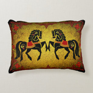 Coussins Décoratifs 2 folk frison/or frison/étalon rouge/noir
